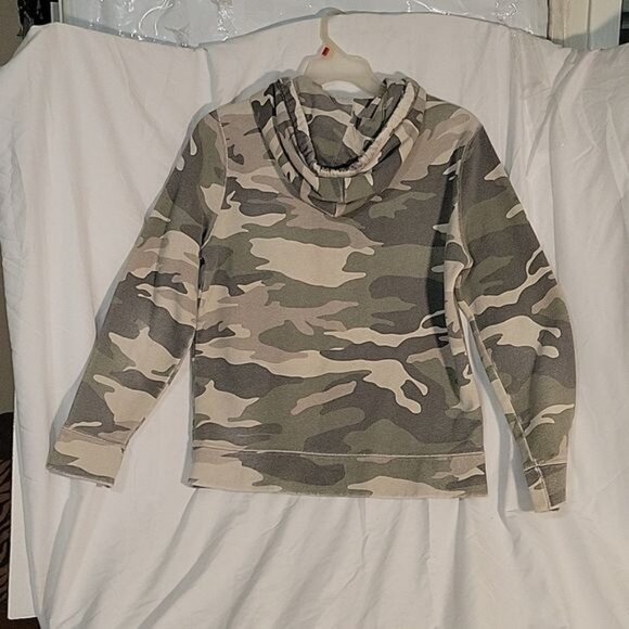 Hollister Camo Print Fleece Hoodie Sweatshirt S outdoor comfort Y2K 90's retro - Picture 5 of 6